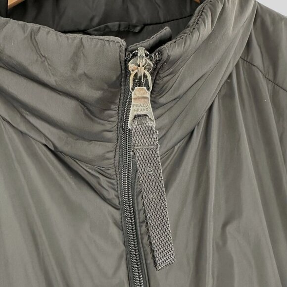 Authentic Prada Black Nylon Zip Front Light Weight Hooded Jacket Men's Size 54 - Picture 3 of 8